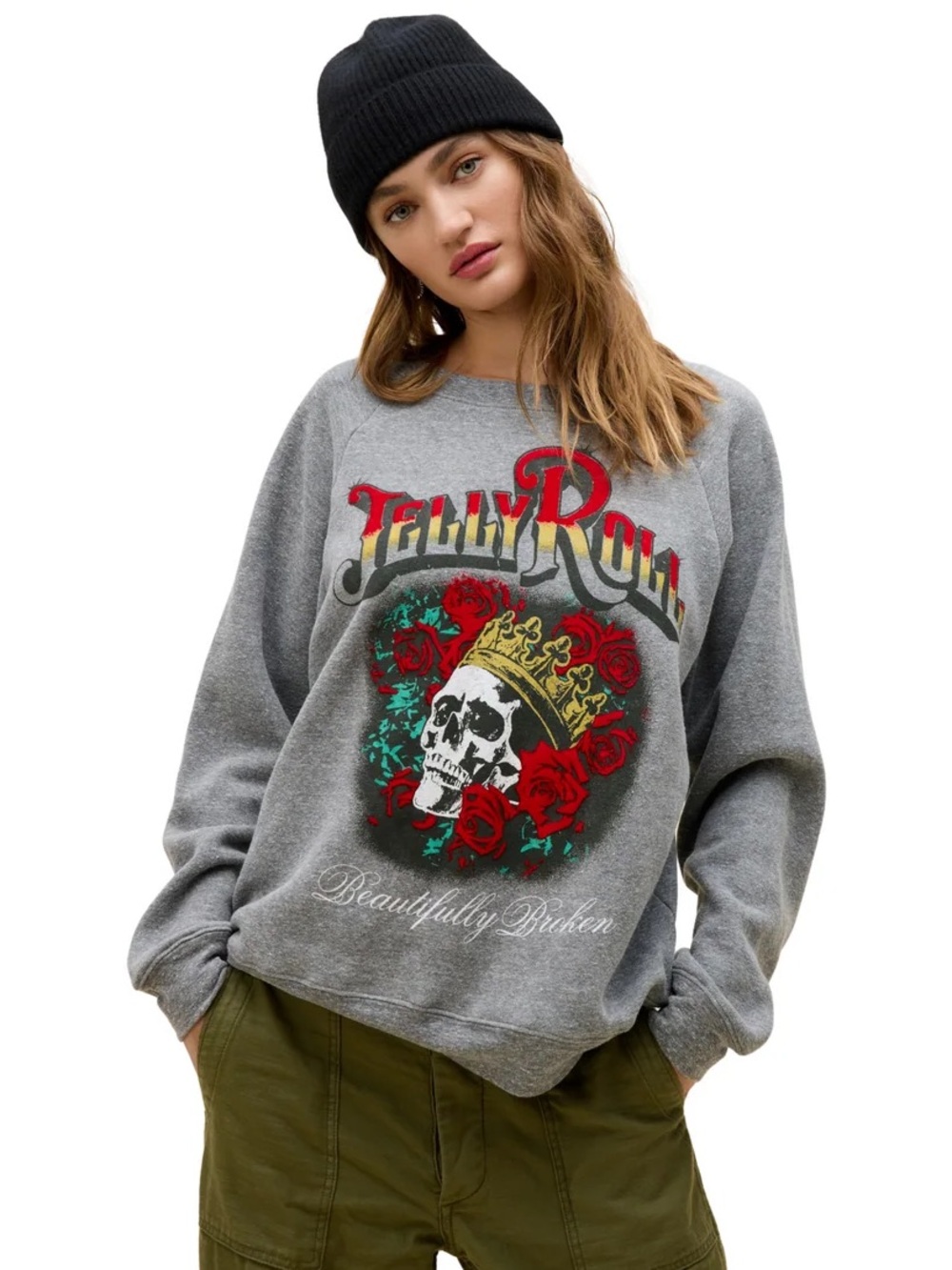 DAYDREAMER Jelly Roll Beautifully Broken Tour Vintage Raglan Sweatshirt
